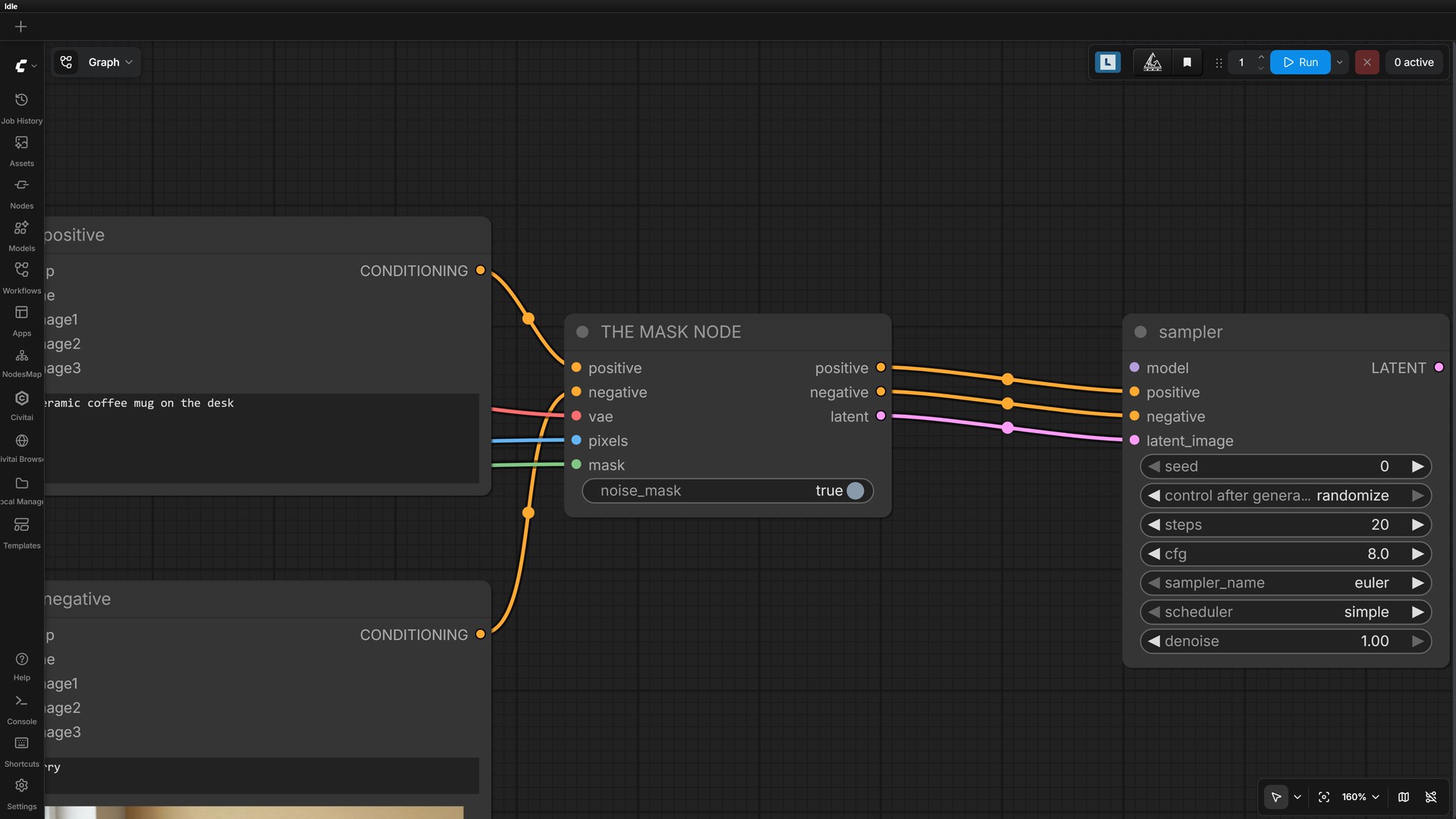 InpaintModelConditioning takes positive, negative, vae, pixels and mask, and outputs all three sampler inputs